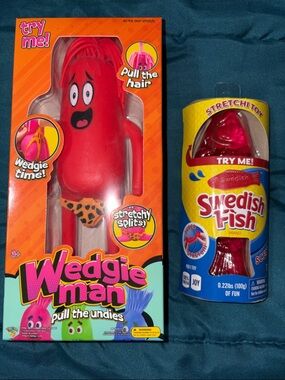 Wedgie Man Pull The Undies & Red Scented Swedish Fish Stretch Toy